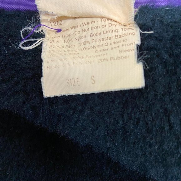 LSU Tigers Purple Snap-up Chalk Line Nylon Jacket w/ fleece lining Size S USA - Picture 12 of 16